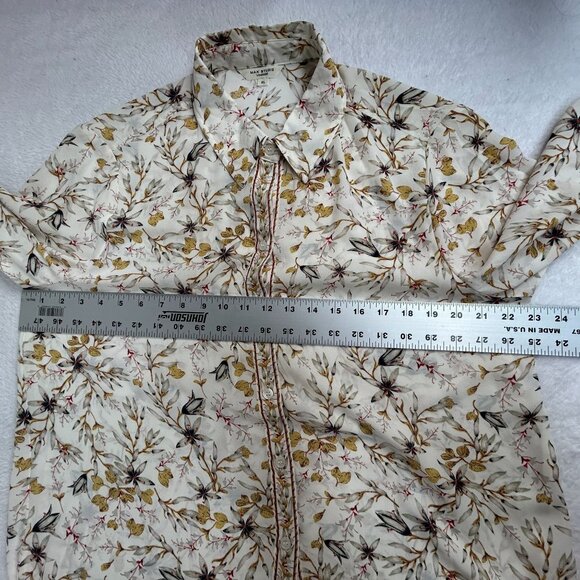 Max Studio London Womens Floral Long Sleeve Button Down Shirt Blouse XL White - Picture 7 of 8